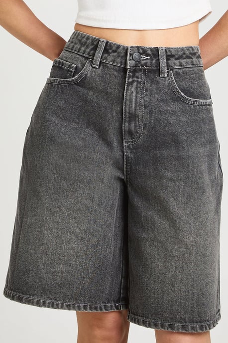 Petite Mid Rise Denim Jorts - Image 4
