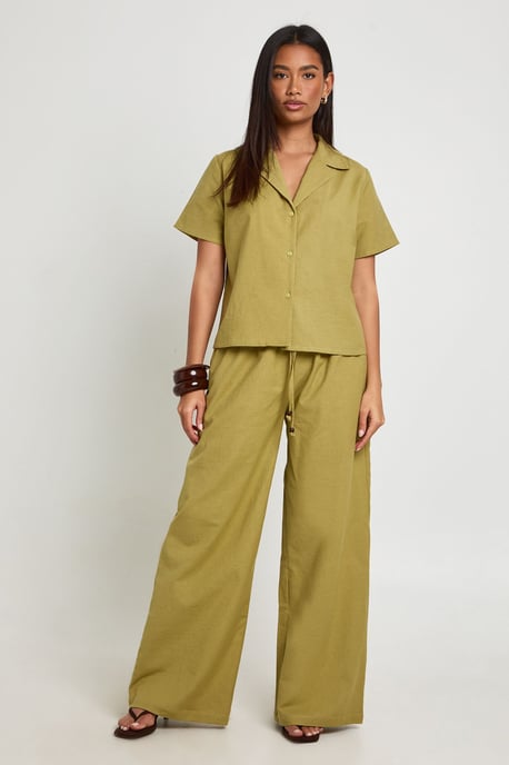 Linen Look Short Sleeve Shirt - Image 1