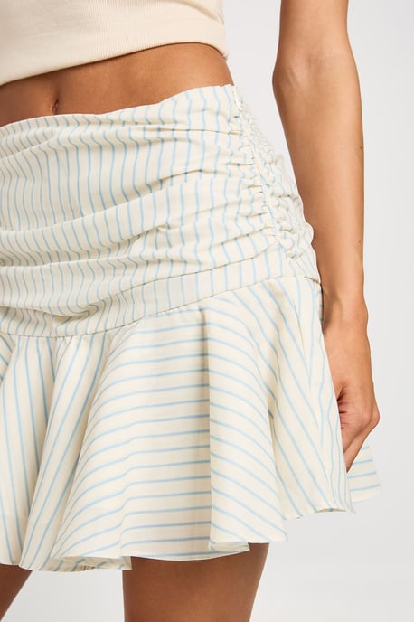 Tall Ruched Ruffle Hem Stripe Mini Skirt - Image 4
