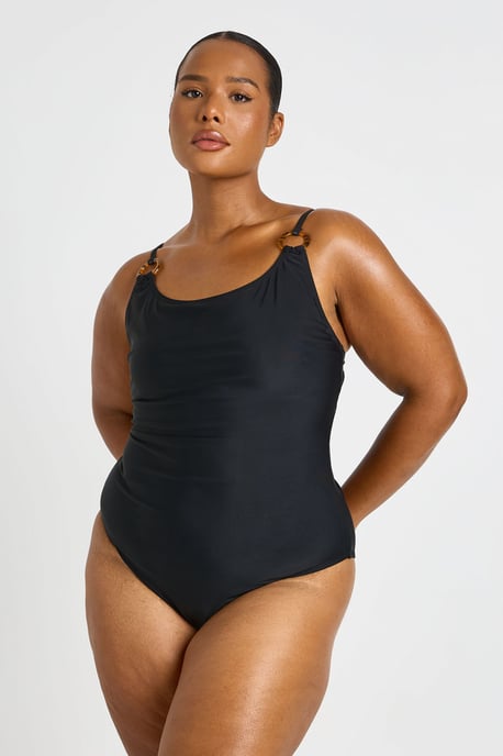Plus Trim Detail Scoop Neck Swimsuit - Image 1