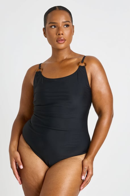 Plus Trim Detail Scoop Neck Swimsuit - Image 3