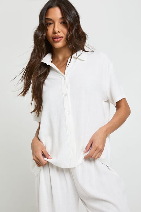 Linen Look Beach Short Sleeve Shirt - Image 1