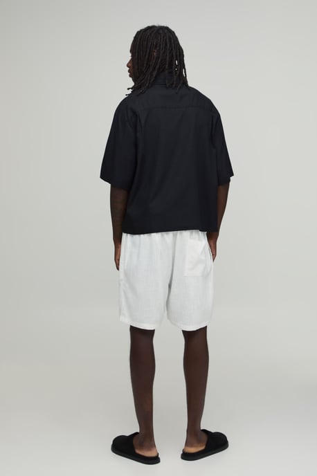 Oversized Boxy Asymmetric Linen Half Sleeve Shirt - Image 2