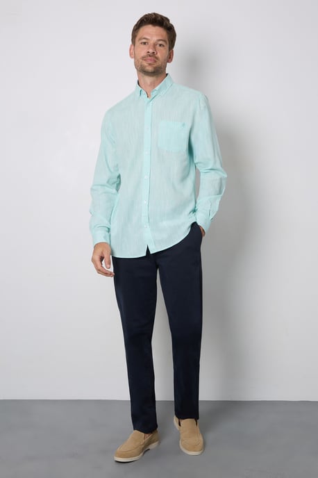 Aqua Soft Stripes Long Sleeve Shirt Button Down Shirt - Image 4