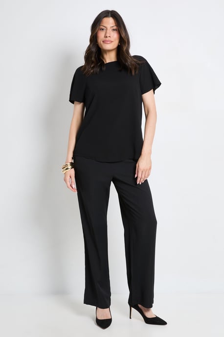 Basic Crew Neck Chiffon T-Shirt - Image 2