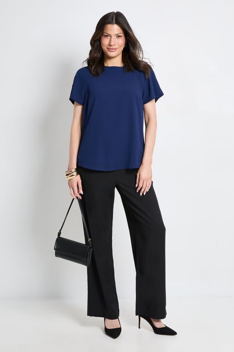 Basic Crew Neck Chiffon T-Shirt - Image 2