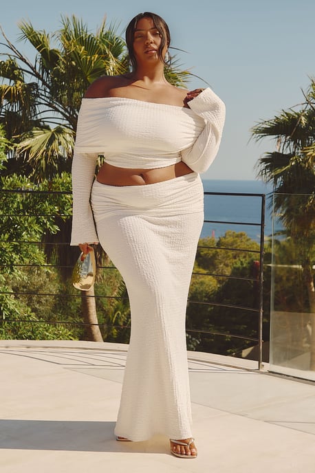 Plus Crinkle Fold Over Maxi Skirt - Image 1