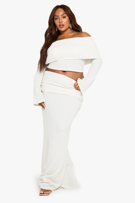 Plus Crinkle Fold Over Maxi Skirt - Image 3