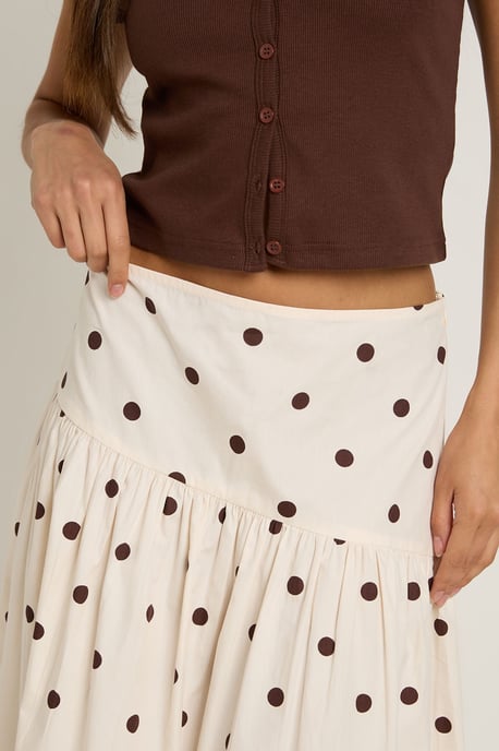 Polka Dot Asymmetric Dropped Waist Maxi Skirt - Image 4