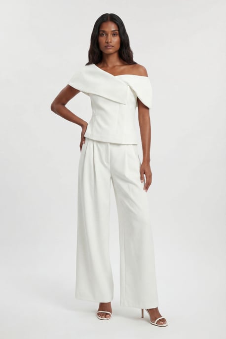 Petite Compact Viscose Stretch Tailored Wide Leg Trouser - Image 1
