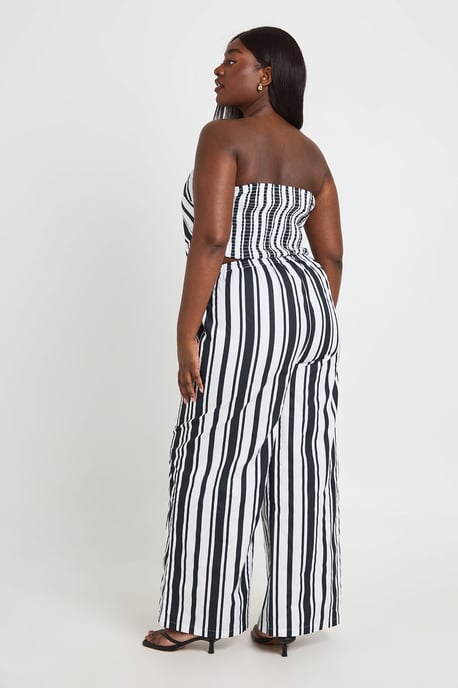 Plus Stripe Scarf Detail Top & Elasticated Waistband Wide Leg Trouser - Image 2