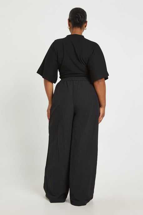 Plus Nylon Wide Leg Trouser With Overlay - Image 2