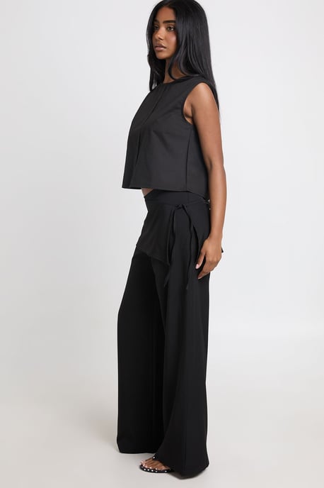 Skirt Overlay Wide Leg Tailored Trousers - Image 3