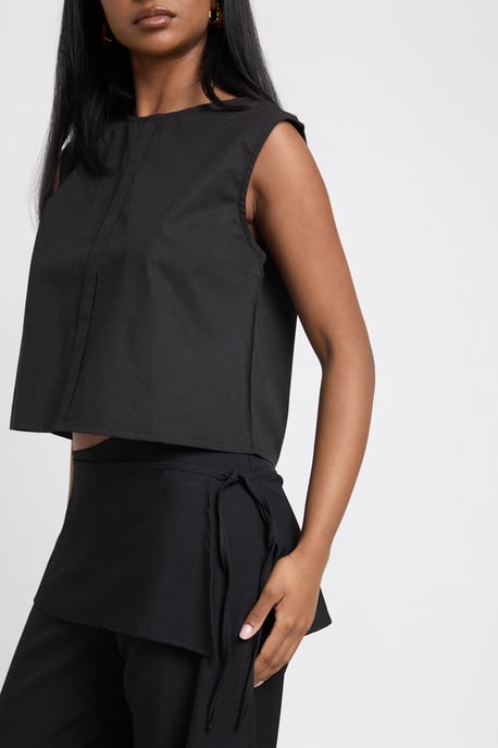 Skirt Overlay Wide Leg Tailored Trousers - Image 4
