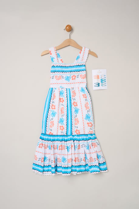 Scalloped Edge Dress and Matching Hair Clips Set - Image 1