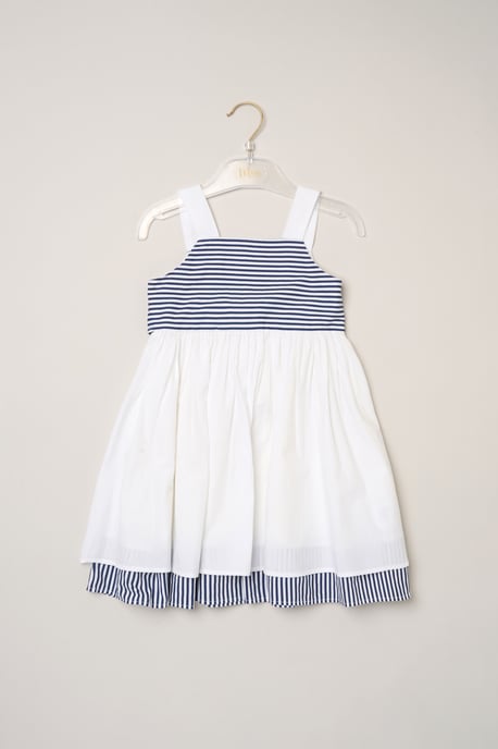 Stripe Panel Bow Back Dress with 2-Pack Hair Clips - Image 2