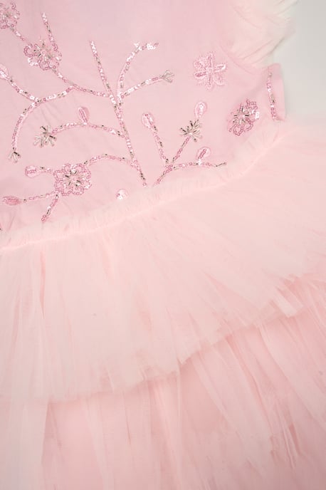 Embellished Floral Sequin Tulle Dress - Image 2