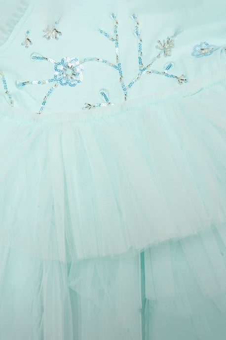 Embellished Floral Sequin Tulle Dress - Image 3
