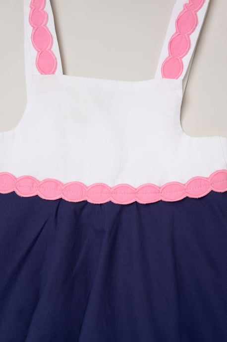 Scalloped Trim Summer Dress with Bow Headband - Image 3