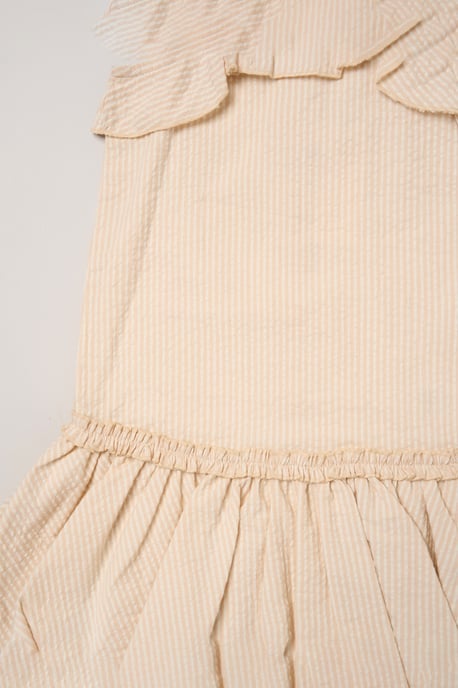 Striped Bubble Hem Dress with Frill and 2-Pack Hairclips - Image 4