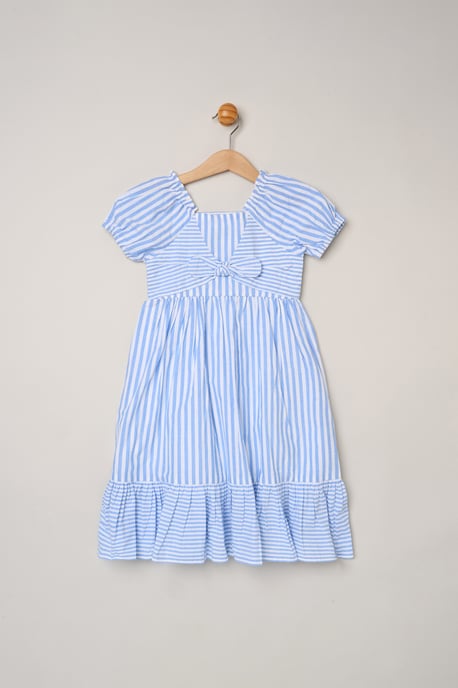 Puff Sleeve Stripe Dress and 2-Pack Hair Clips Set - Image 3