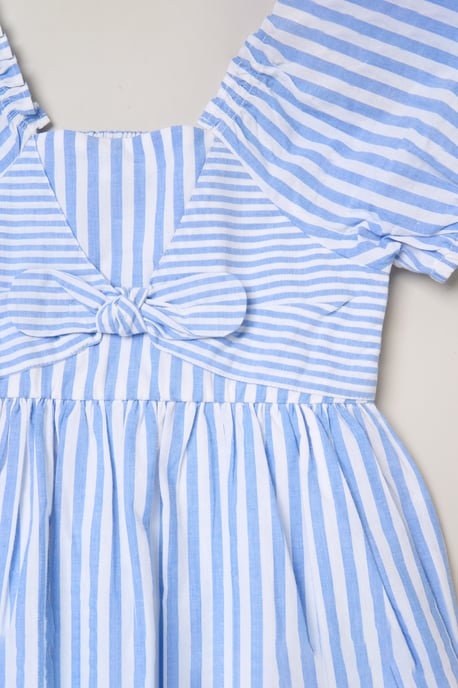 Puff Sleeve Stripe Dress and 2-Pack Hair Clips Set - Image 4
