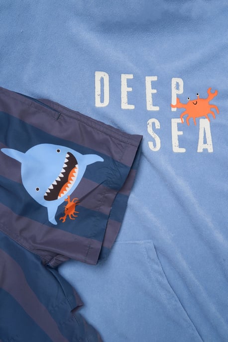 Shark Towelling Poncho, Swim Shorts and Sunglasses Set - Image 4