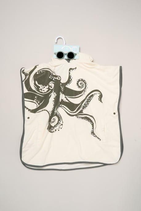 Octopus Towelling Poncho, Swim Shorts and Sunglasses Set - Image 2