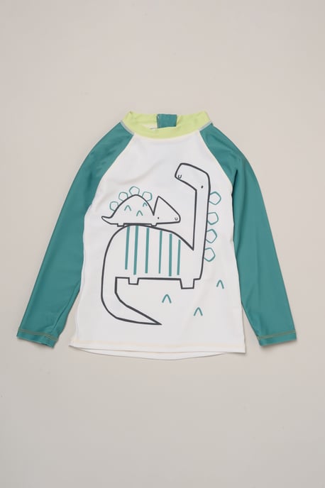 Dinosaur Long Sleeve Swim Top, Shorts and Sunglasses Swimwear Set - Image 3