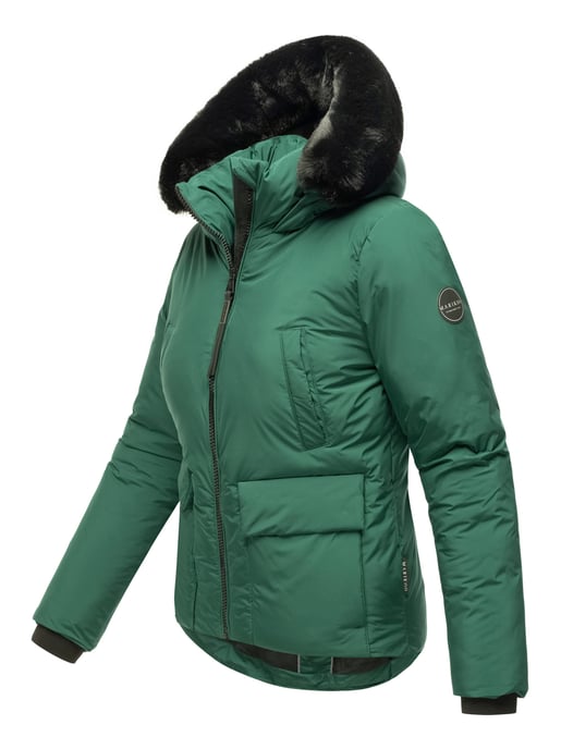 Marikoo short winter jacket for women with faux fur & teddy lining – Morinaa - Image 3