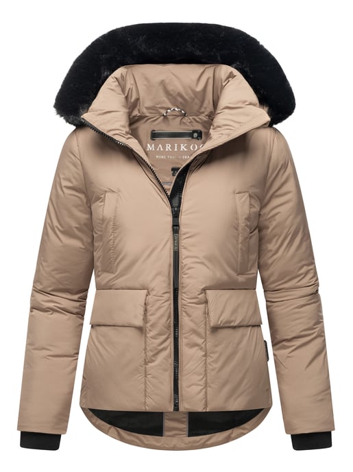 Korte dames winterjas met teddyvoering & bontkraag – Marikoo Morinaa - Image 1