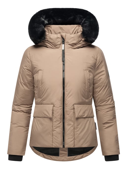 Korte dames winterjas met teddyvoering & bontkraag – Marikoo Morinaa - Image 2