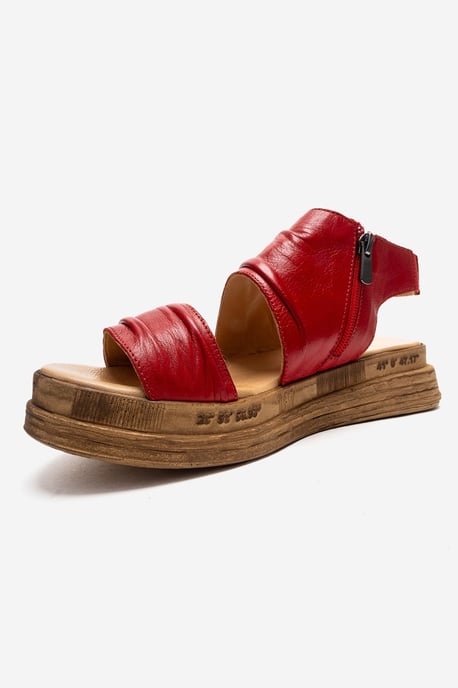 Lunas Leer Side-Zip Plat Hak Sandaal - Image 6