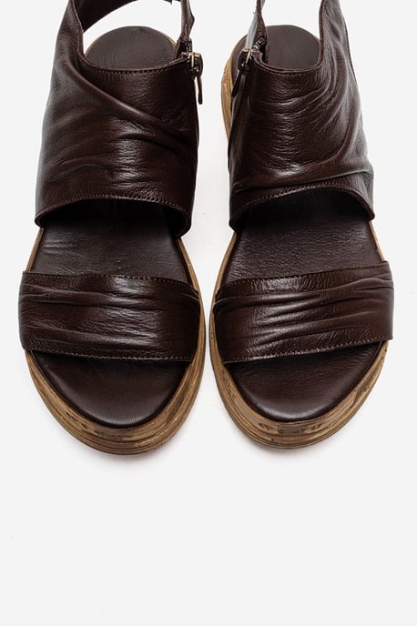 Lunas Leer Side-Zip Plat Hak Sandaal - Image 2