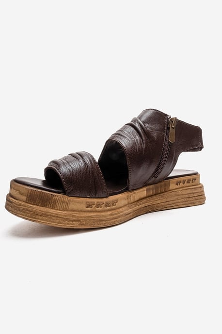 Lunas Leer Side-Zip Plat Hak Sandaal - Image 6