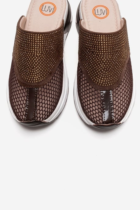 GLEA Mesh Strass Mules Dames - Image 2