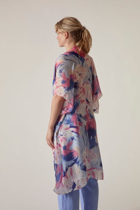 Blue Iris Print Beach Kaftan Cover-Up - Image 2
