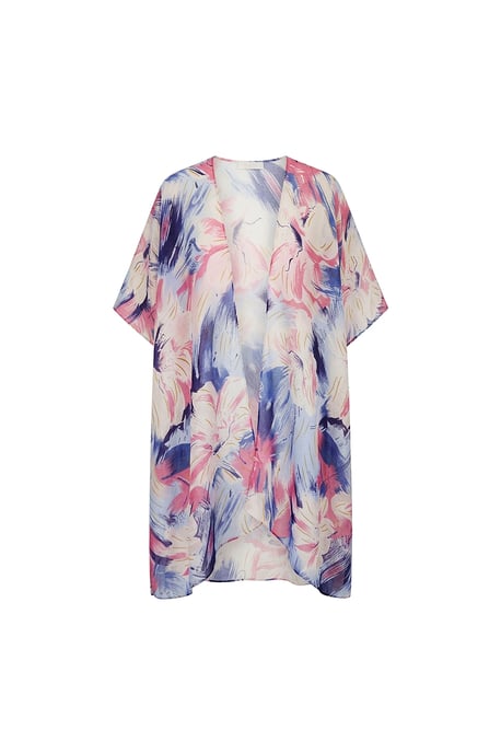 Blue Iris Print Beach Kaftan Cover-Up - Image 5