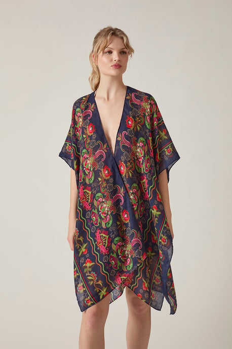 Navy Paisley Beach Cover-Up Kaftan - Image 1