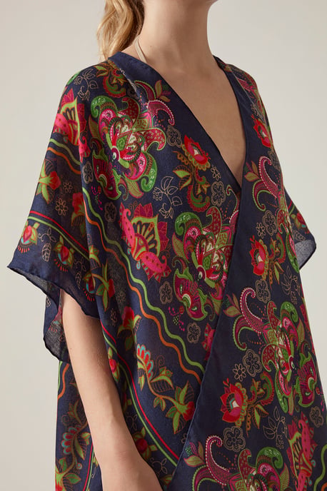 Navy Paisley Beach Cover-Up Kaftan - Image 3