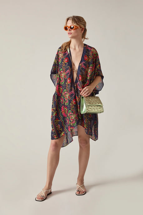 Navy Paisley Beach Cover-Up Kaftan - Image 4