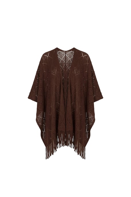 Brown Pointelle Knit Beach Cover-Up Kaftan - Image 5
