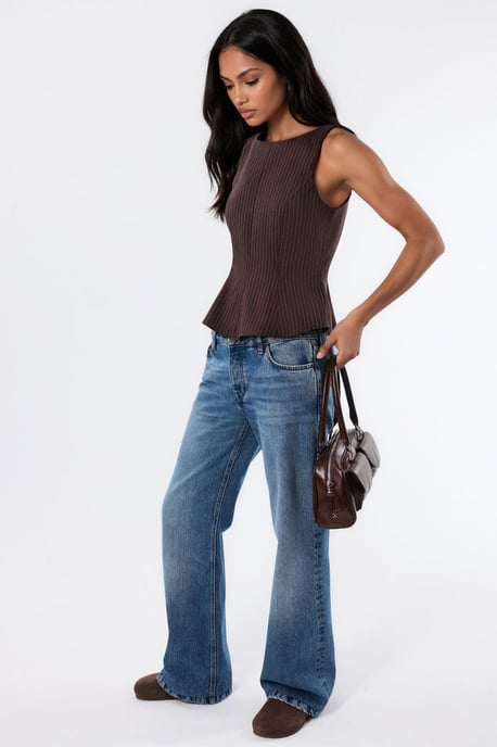 Ärmad Peplum Topp - Image 2