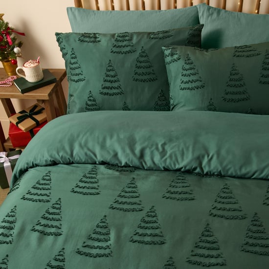 Duvet Day Trees Soft Tufted Christmas Duvet Cover Set, Green - Image 1