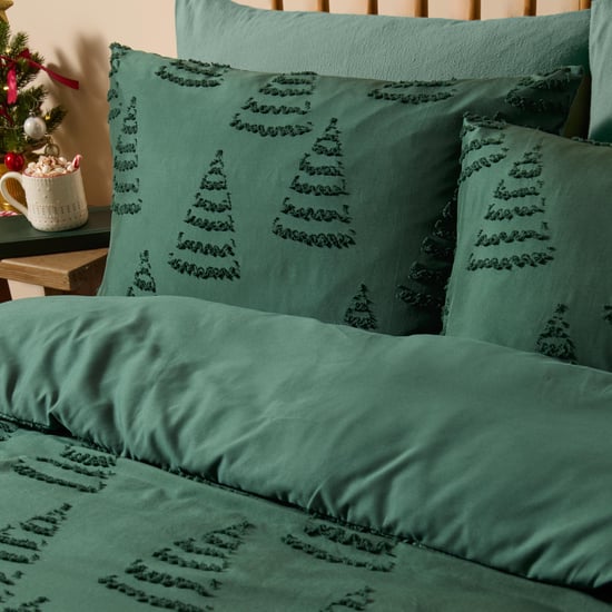 Duvet Day Trees Soft Tufted Christmas Duvet Cover Set, Green - Image 2
