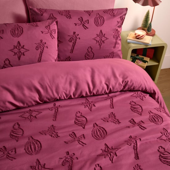 Duvet Day Christmas Soft Tufted Duvet Cover Set, Berry - Image 1
