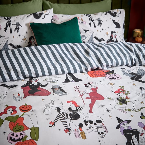 Furn Trick or Treat Reversible Halloween Duvet Cover Set, Monochrome - Image 3
