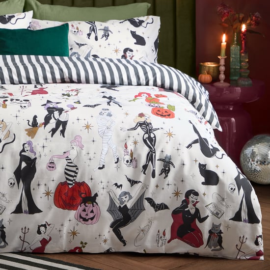 Furn Trick or Treat Reversible Halloween Duvet Cover Set, Monochrome - Image 4