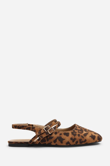 Wheres That From Womens Alena Wide Fit Double Strap Backless Mary Jane Flats in Leopard Suede - Image 2