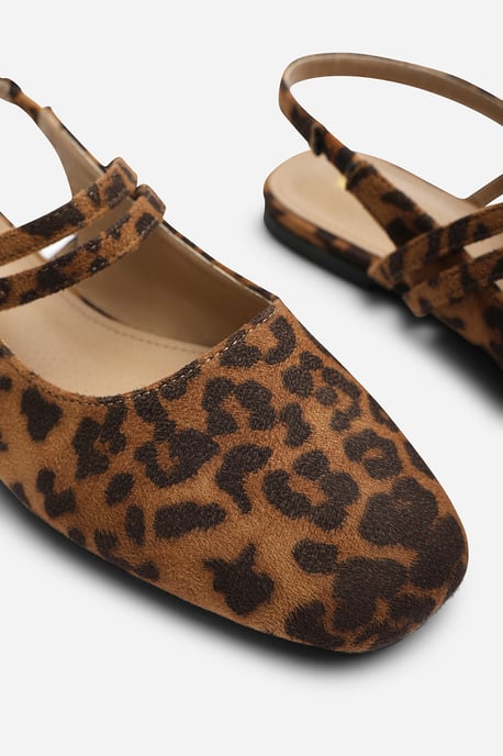 Wheres That From Womens Alena Wide Fit Double Strap Backless Mary Jane Flats in Leopard Suede - Image 5